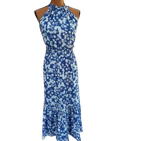 Chelsea28 Dresses & Skirts - Chelsea 28 Blue Floral Halter Neck Maxi Dress – Size XL - NWOT